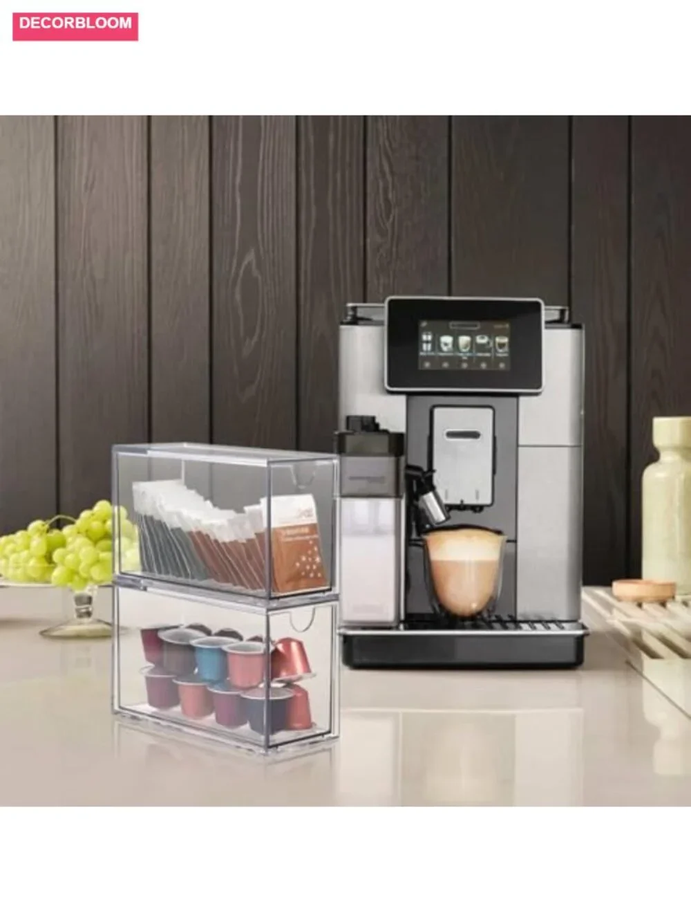 Acrylic Tea Bag Organizer Box with 2 Drawers, Stackable Storage for Coffee Pods